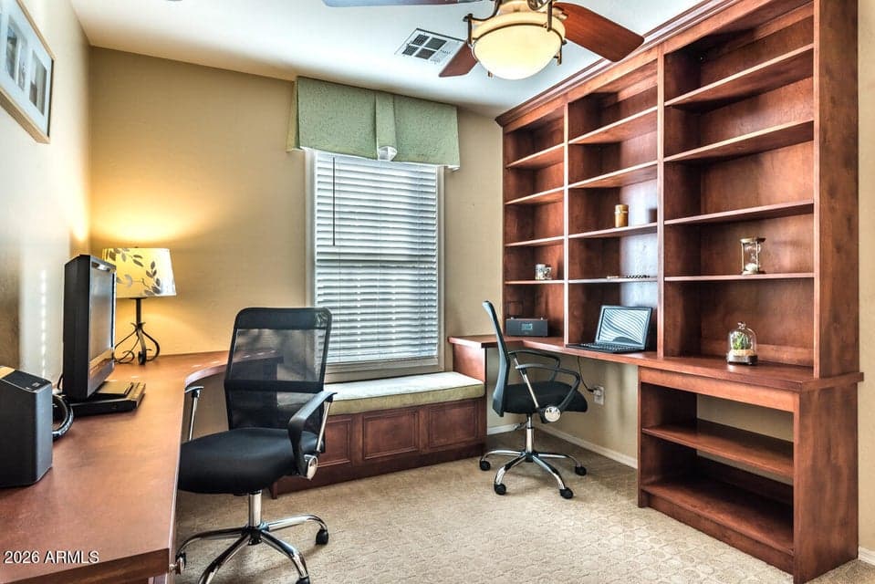 Built In Double Work Station in private 3rd Bedroom