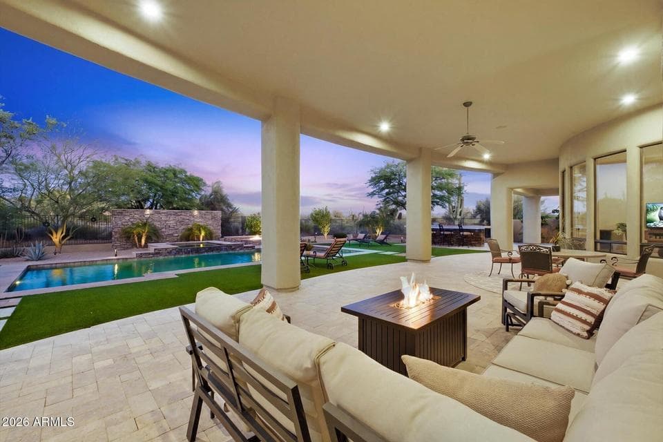 large entertaining covered patio