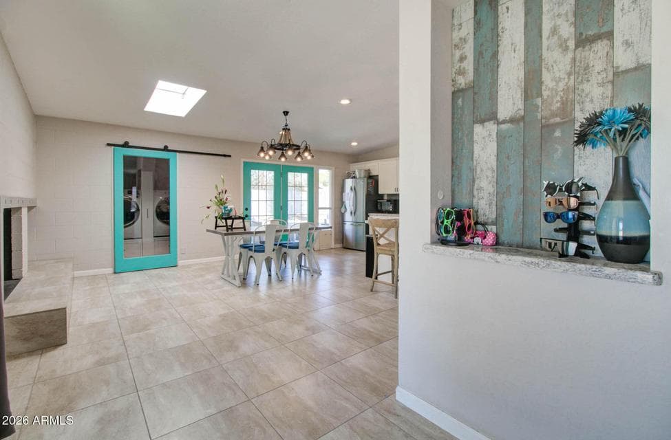 Great Room/Kitchen with Wood Burning Fireplace