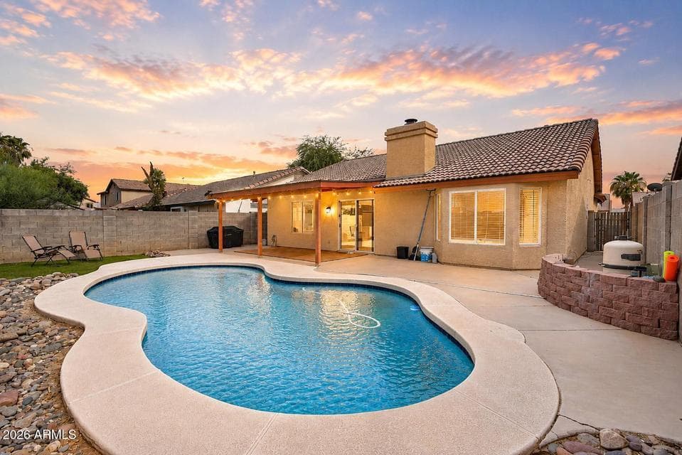 Twilight Backyard and Pool