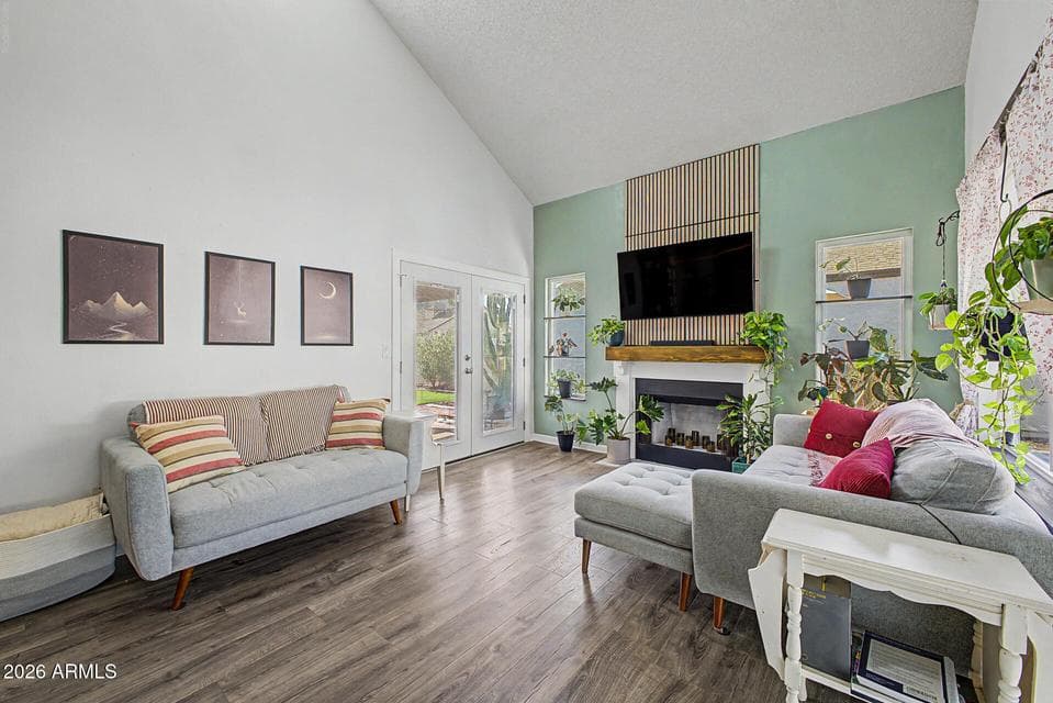 Living room with fire place