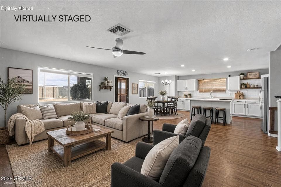 Family Gathering Area: View-1 extends from kitchen --VIRTUALLY STAGED