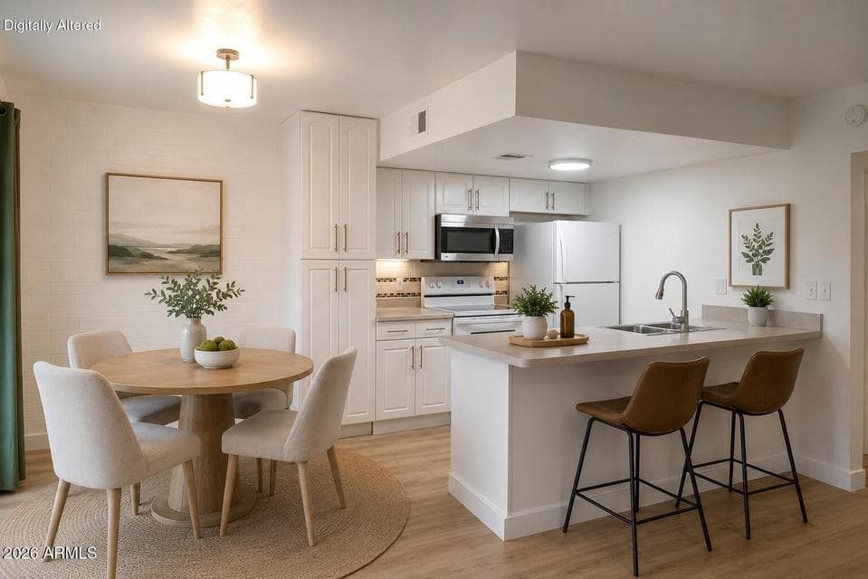 Kitchen virtually staged.
