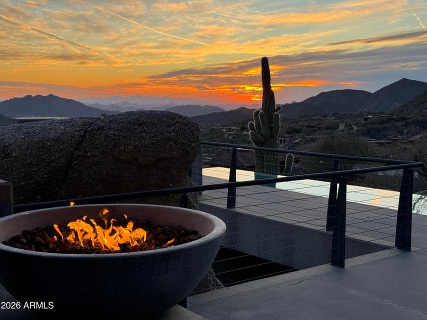 View of sunset canyon at sunset from back patio