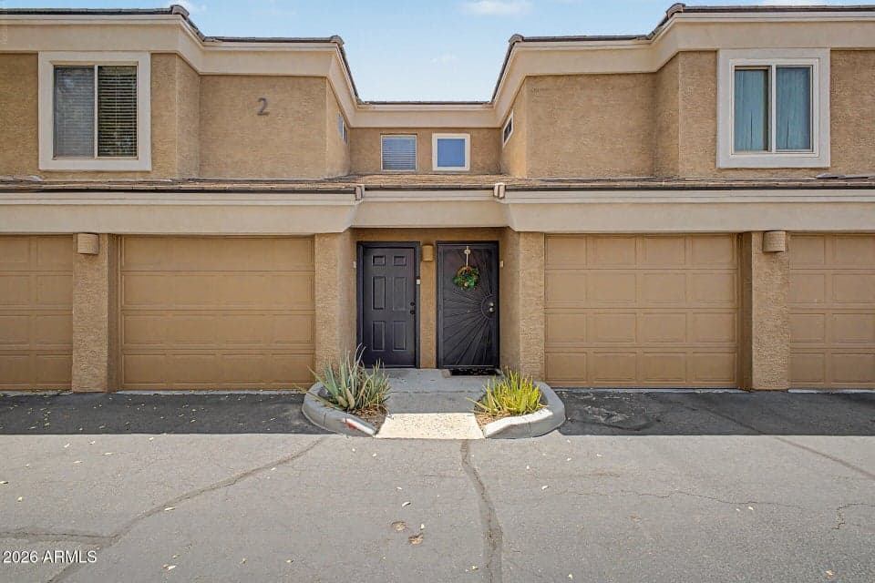 Front door and garage door.