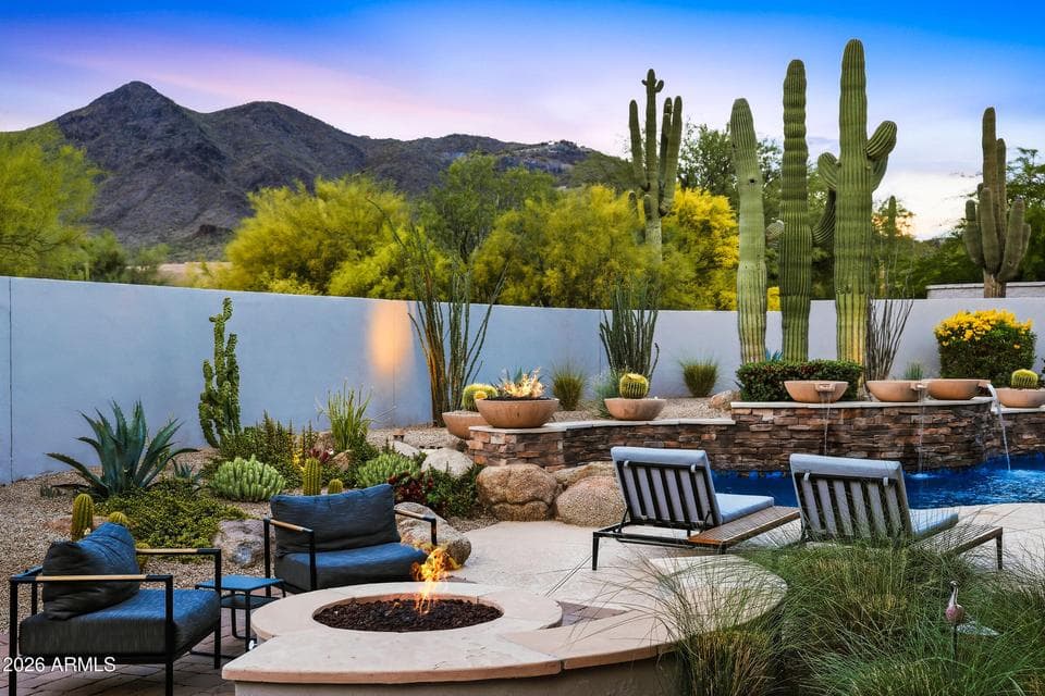 Featuring a gas fire pit, and updated pool equipment/heater