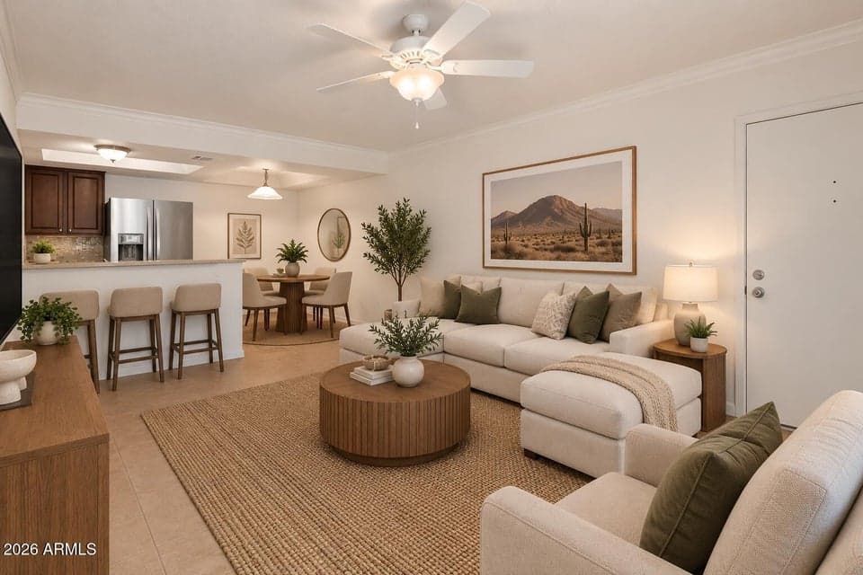 Virtually Staged Living-Dining Rooms