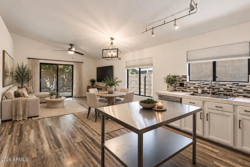 Kitchen, dining and living spaces connect easily for everyday living and entertaining.