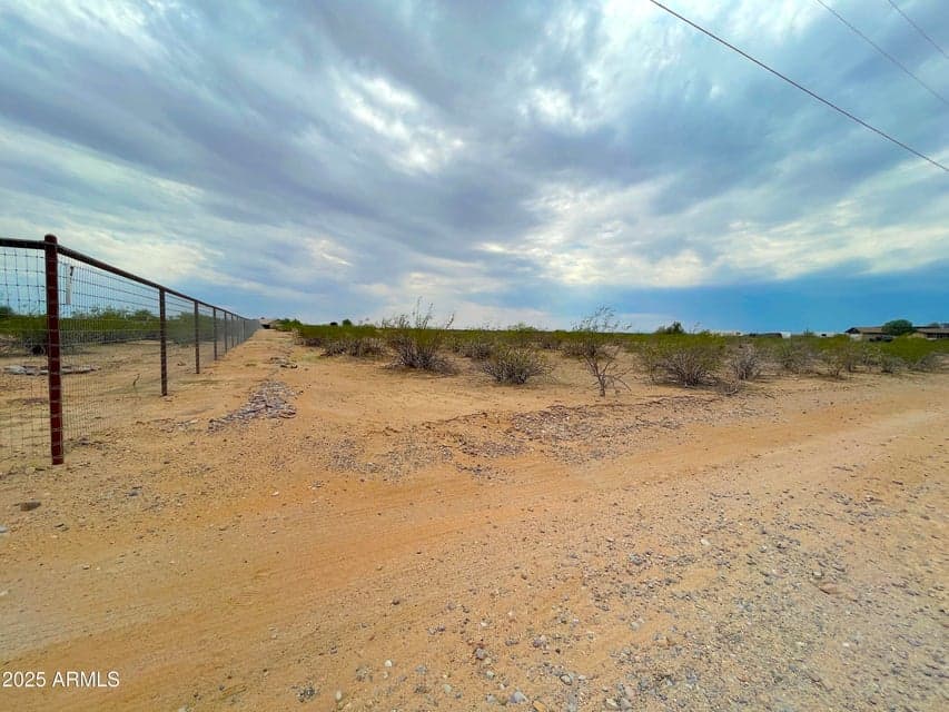 Standing on the north east property line looking south