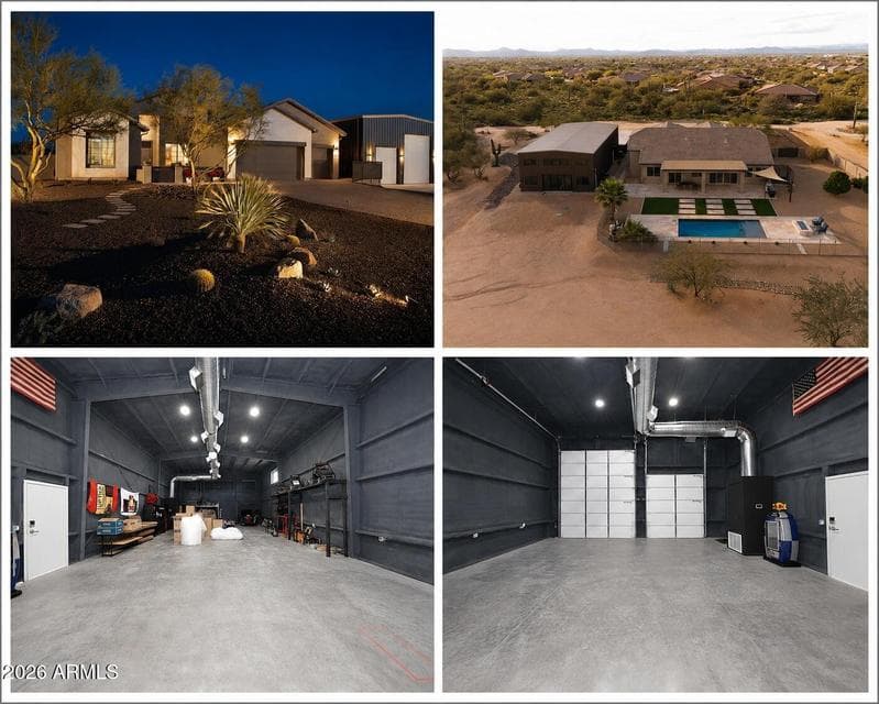 Property exterior and shop interior on 1.387 acres.
