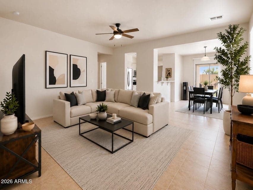 Virtually staged living room