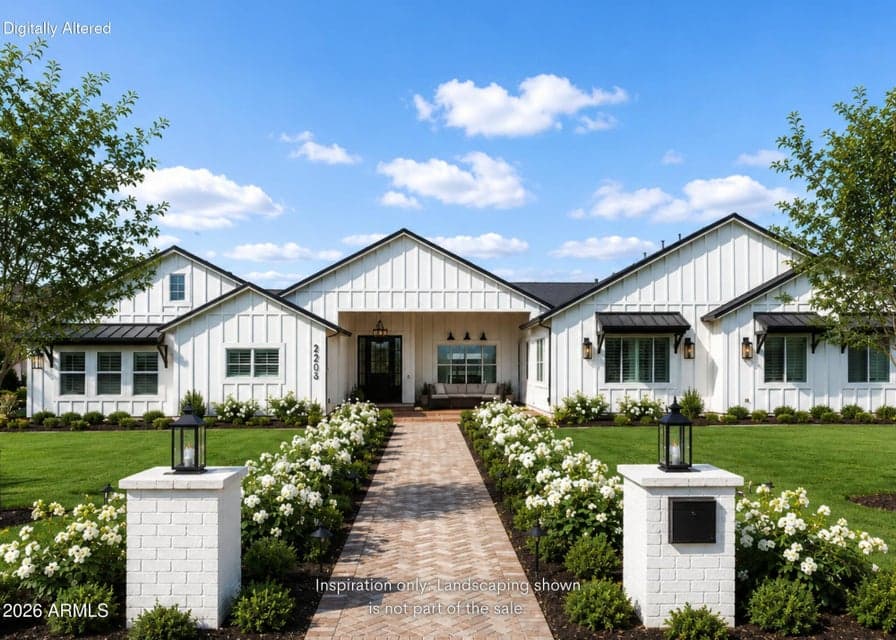 Inspiration only: landscaping shown is not part of the sale.