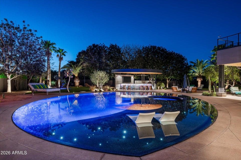 Nationally recognized backyard, featured in Phoenix Home & Garden for its resort-caliber design.