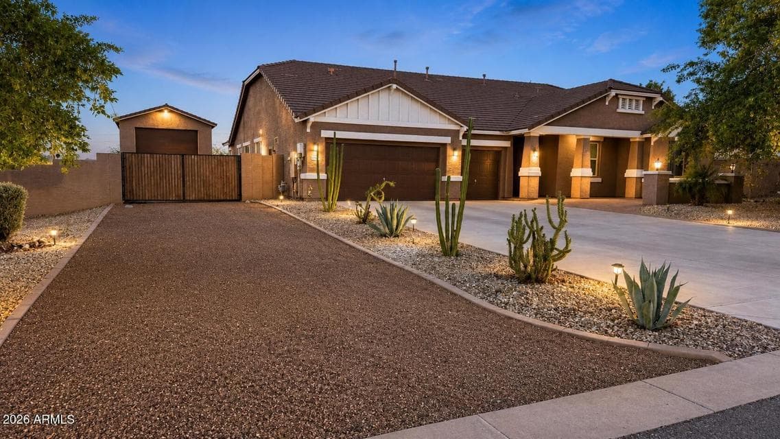 Spacious 3000+ sq ft single level home with an RV garage in your backyard. Acre Lot too!