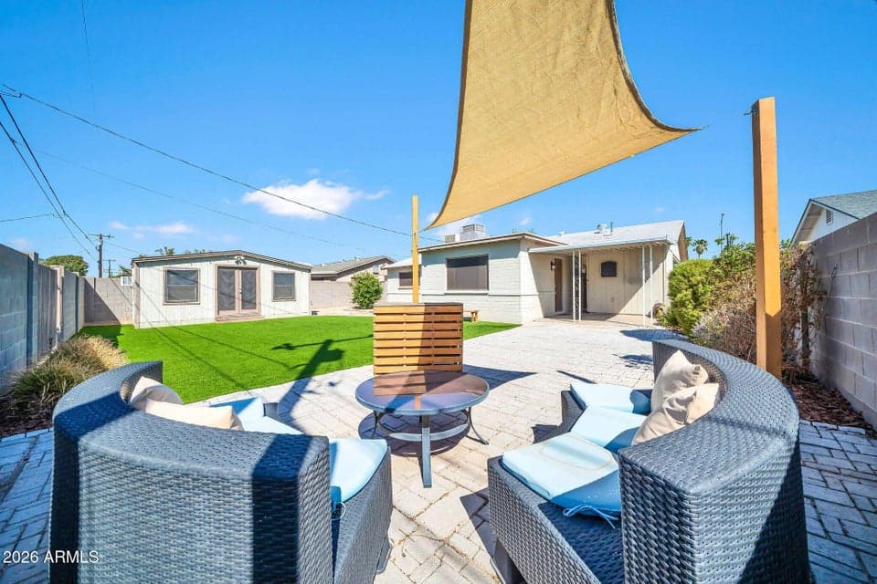 Enjoy relaxing outdoors under the shade sails